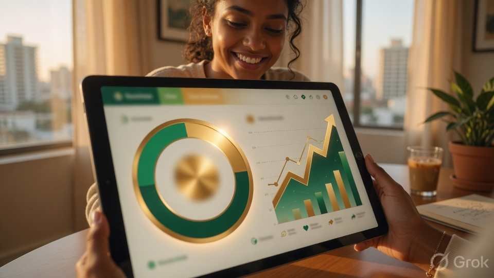 Person viewing rising reputation charts on a tablet