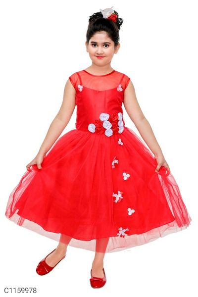 Girls Flower Applique Dresses
