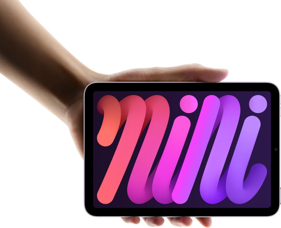 iPad mini held in landscape, highlighting its compact form