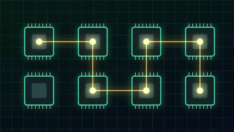 Illustration of server CPUs linked by an agent task path