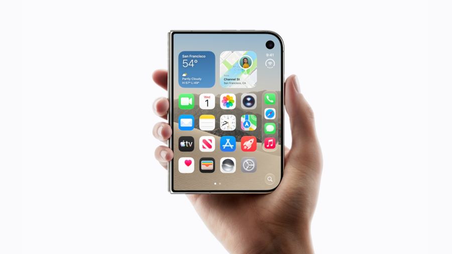 iPhone Duo open, official Apple product frame from the September 9 announcement