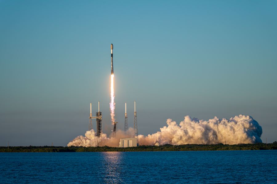 A Falcon 9 rocket launches a Starlink mission from Cape Canaveral, the regular cadence that continues to expand the constellation supporting both broadband and mobile services.