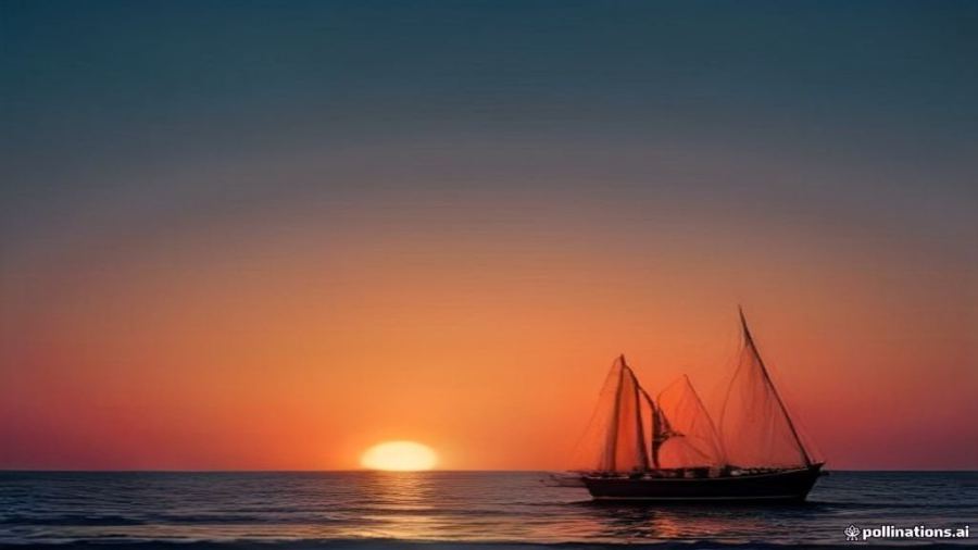 Traditional sailboats racing at sunset on the open sea