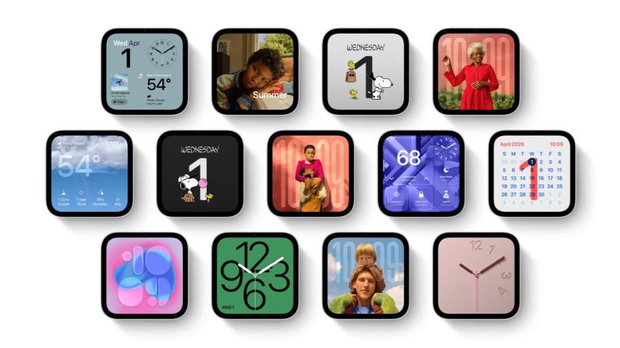 Multiple HomeView faces demonstrating photo, informational, and interactive options.