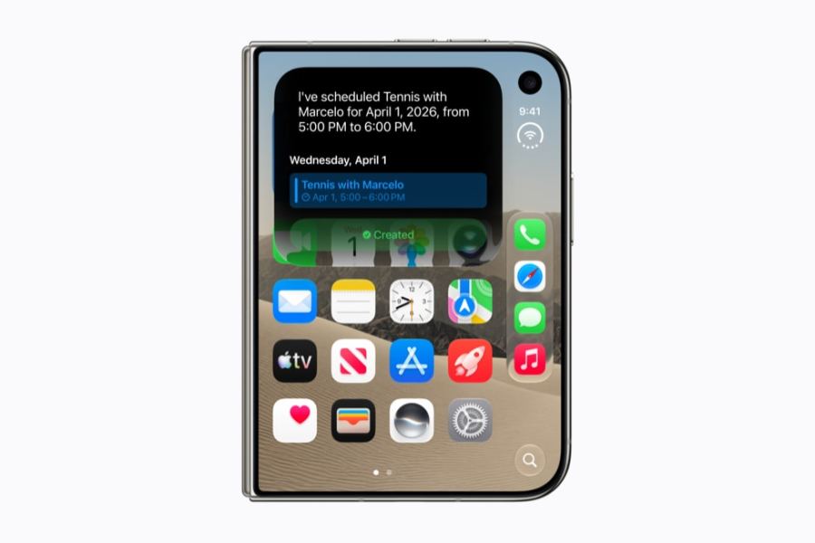 Siri AI creating a calendar event on the iPhone Duo