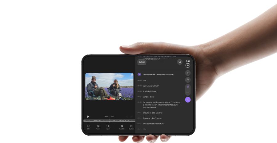 iPhone Duo in use with Split View multitasking on the inner display